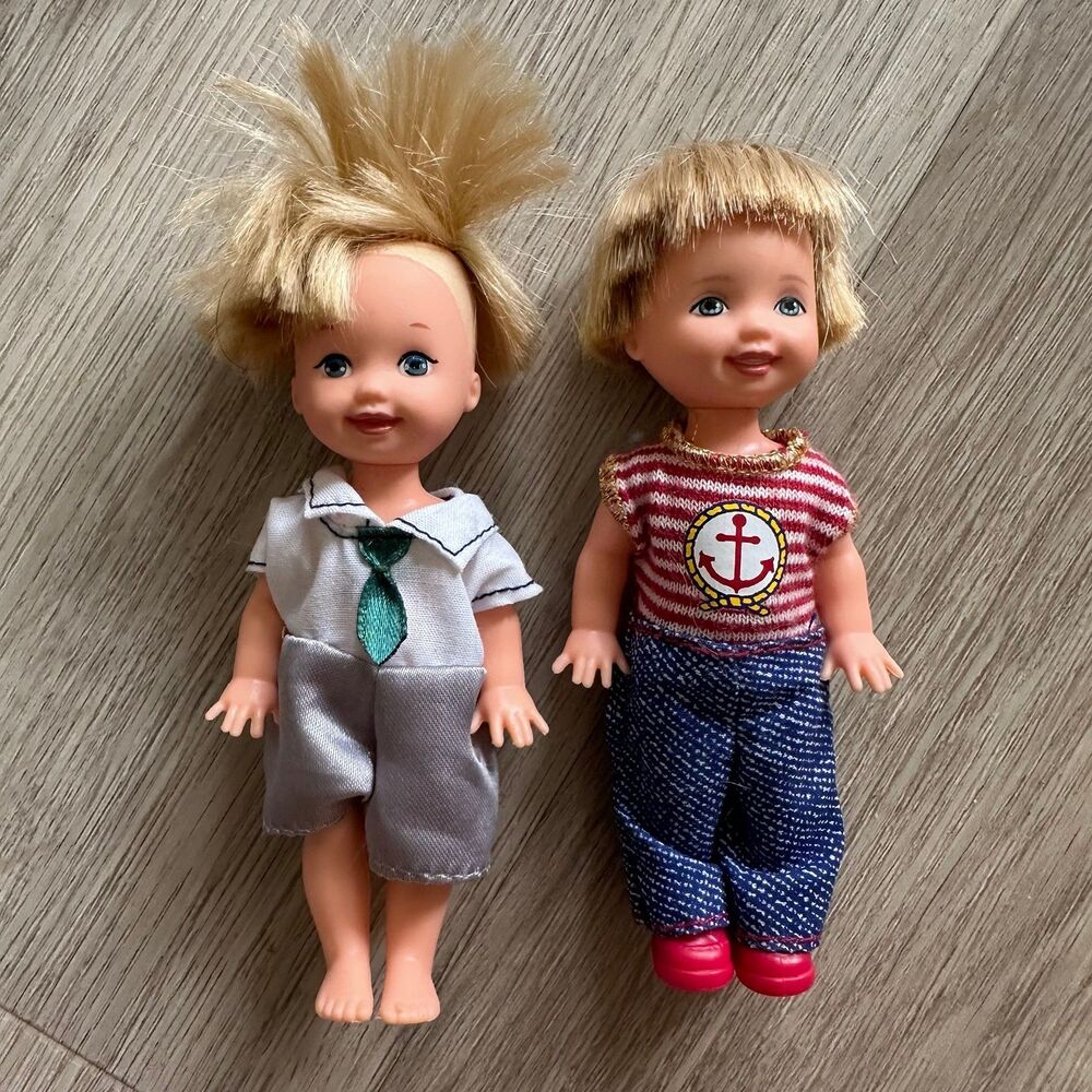 Barbie Tommy Dolls Set 2 Blonde Blue Eyed Little Boys Rooted Hair